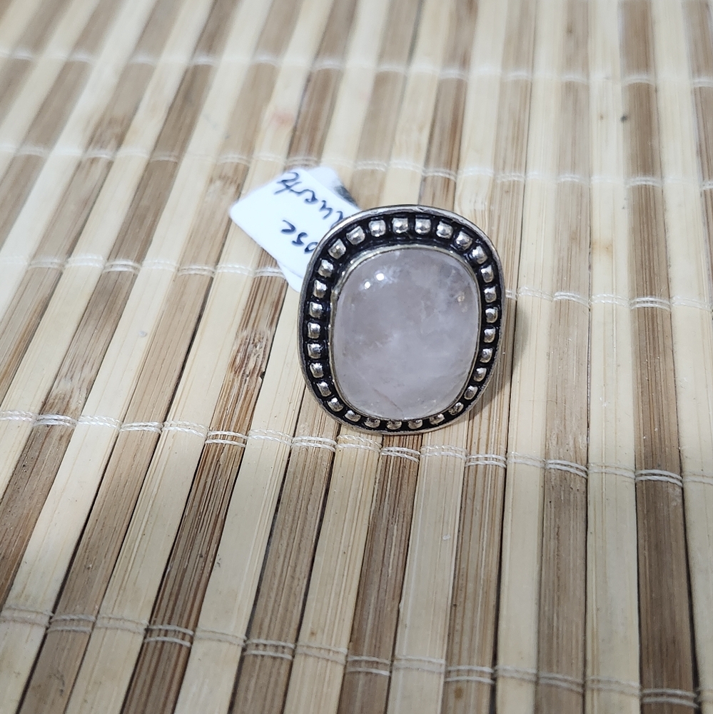 Handmade Rose Quartz Silver Ring